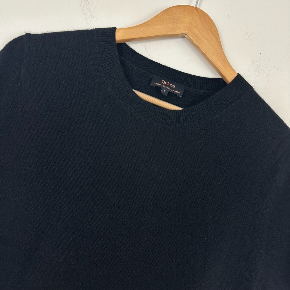 Quince Cashmere Tee Black Mongolian Cashmere Short Sleeve Crew Neck Womens Large